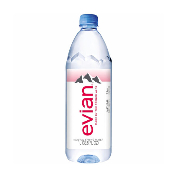 Evian Natural Spring Water Bottles 1L x 12