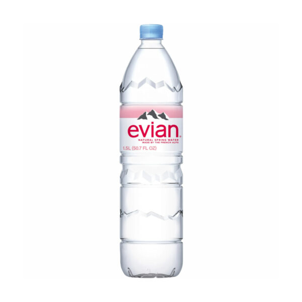Evian Natural Spring Water Bottles 1.5L x 12