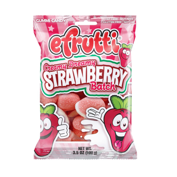 Efrutti Creamy Dreamy Strawberry Batch Gummy Candy 3.5oz 12ct