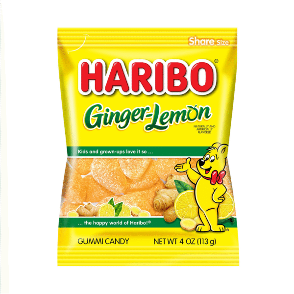 Haribo Ginger Lemon Peg Bag - 4oz 12ct