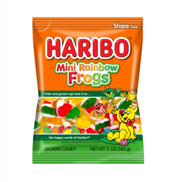 Haribo Mini Rainbow Frogs Peg Bag - 5oz 12ct