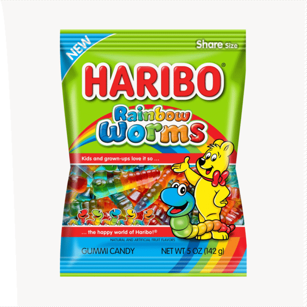 Haribo Rainbow Worms Peg Bag - 5oz 12ct