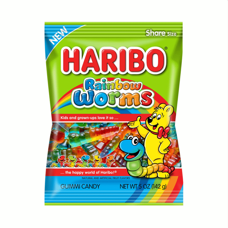 Haribo Rainbow Worms Peg Bag – 5oz 12ct