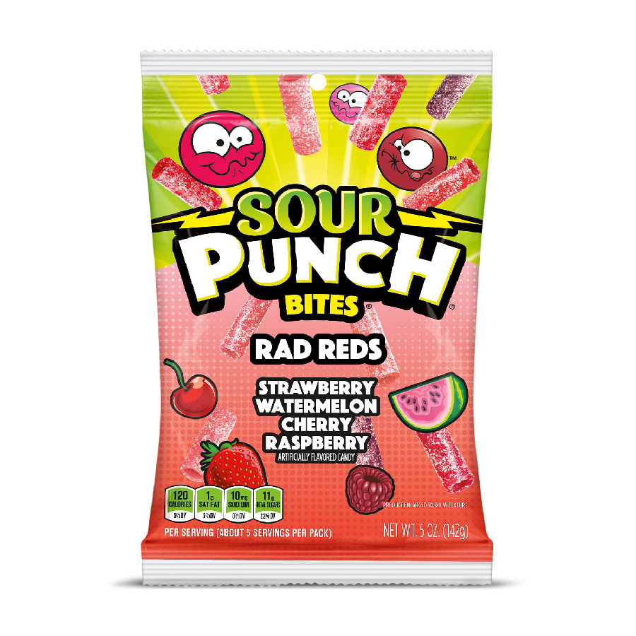 Sour Punch Bites Rad Reds Peg 5oz 12ct