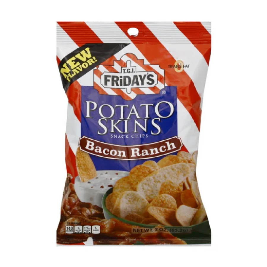 TGI Fridays Bacon Ranch (Potato Skins Snack Chips) – 3oz 6Pack