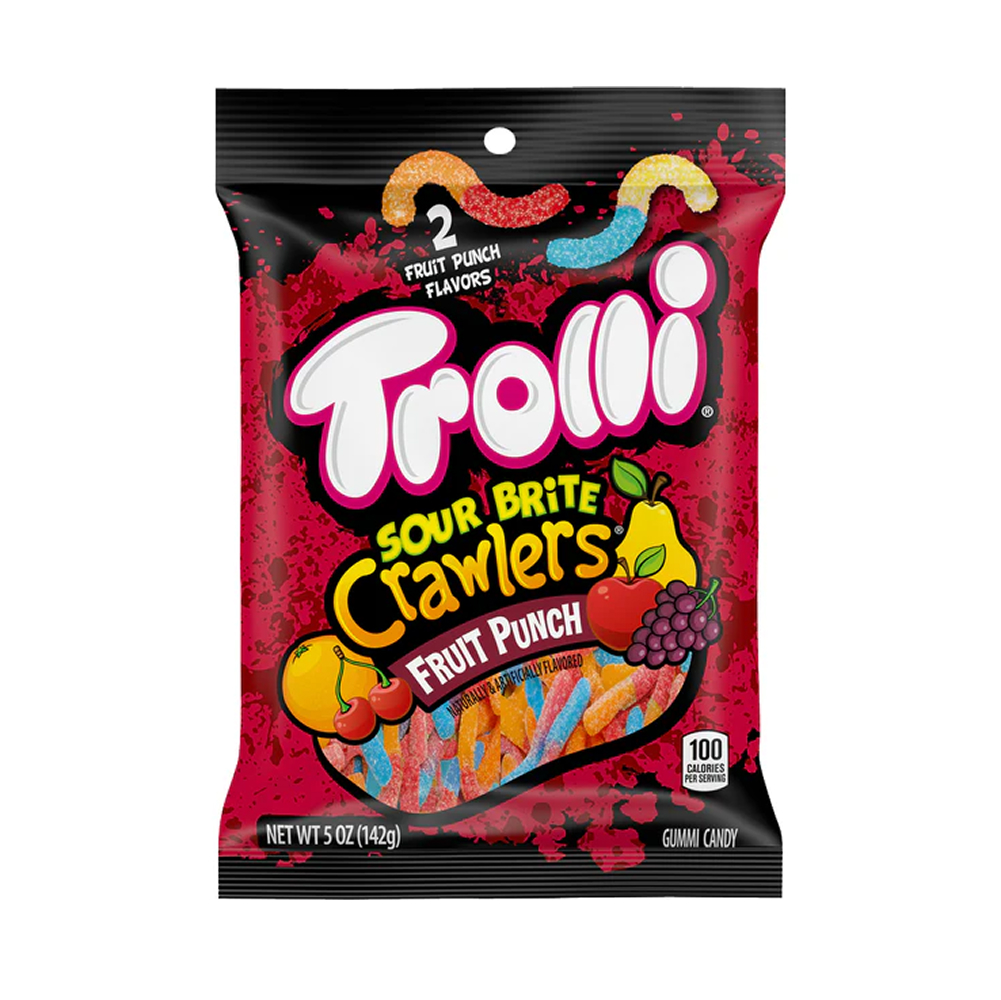 Trolli Sour Brite Crawlers Fruit Punch Peg Bag 5oz 12ct