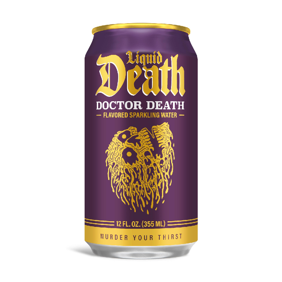Liquid Death Doctor Death Sparkling Water 12oz – 24 Pack