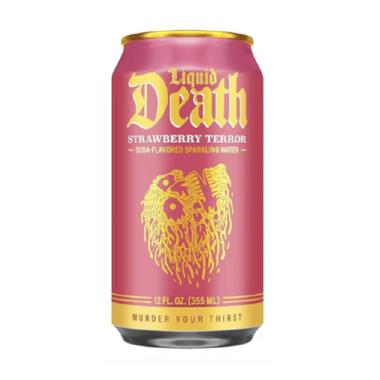 Liquid Death Strawberry Terror Soda-flavored Sparkling Water 12oz – 24 Pack