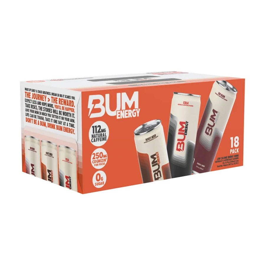 Bum Energy Variety Pack (Root Beer, Cola, Dr Bum) – 355ml X 18 Cans